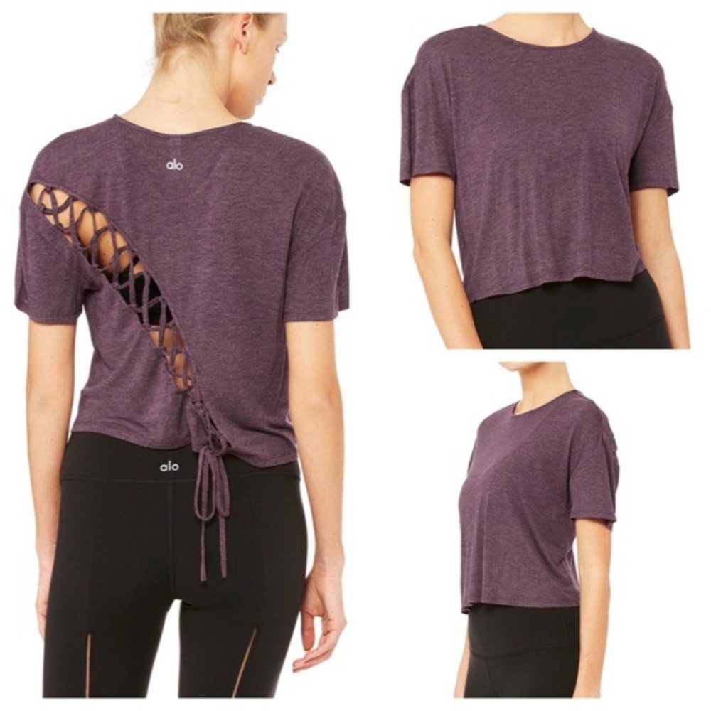 ALO Yoga Entwine Top in Eggplant Heather